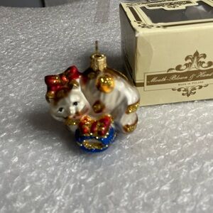 Impuls Cat on a Pillow Christmas Ornament Glass Kitty